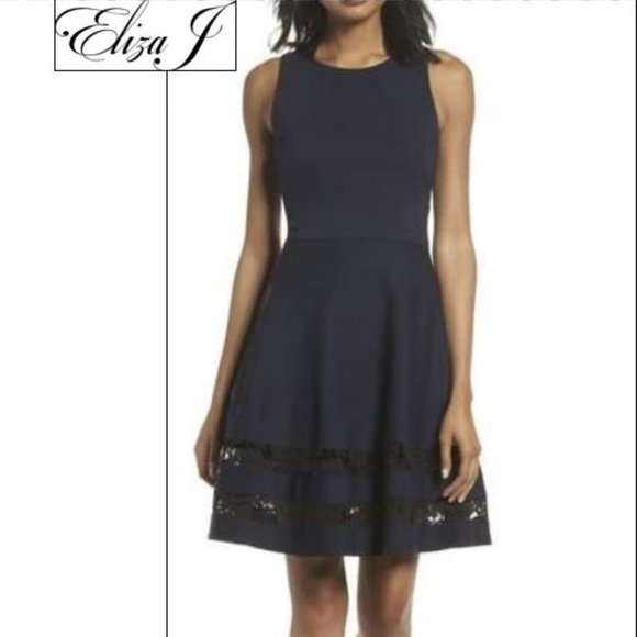 Eliza J Dresses & Skirts - NEW Eliza J Fit & Flare Dress, Navy, Size 12, NWOT